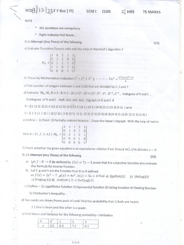 F y B SC Information Technology Dec 23 Sem I Computational Logic | PDF