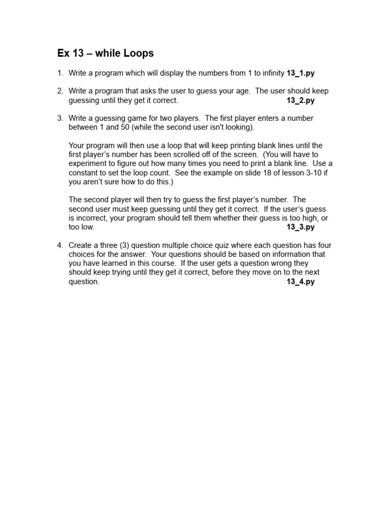 Ex13 - While Loops | PDF