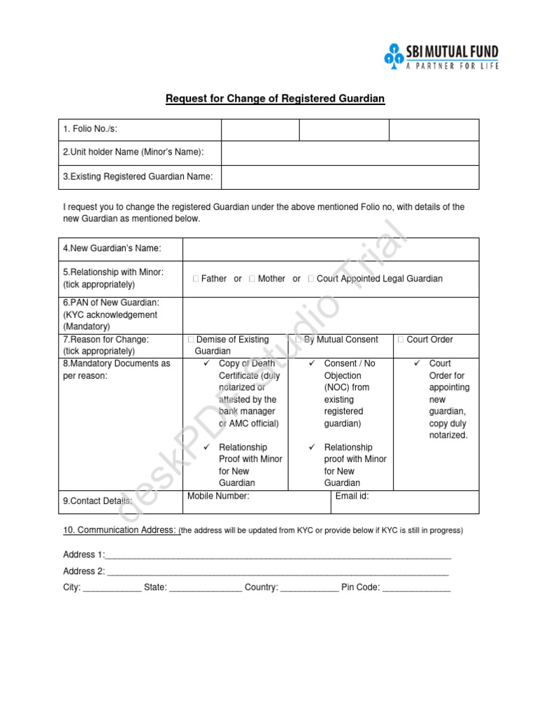 Change of Minor's Guardian Request Form | PDF