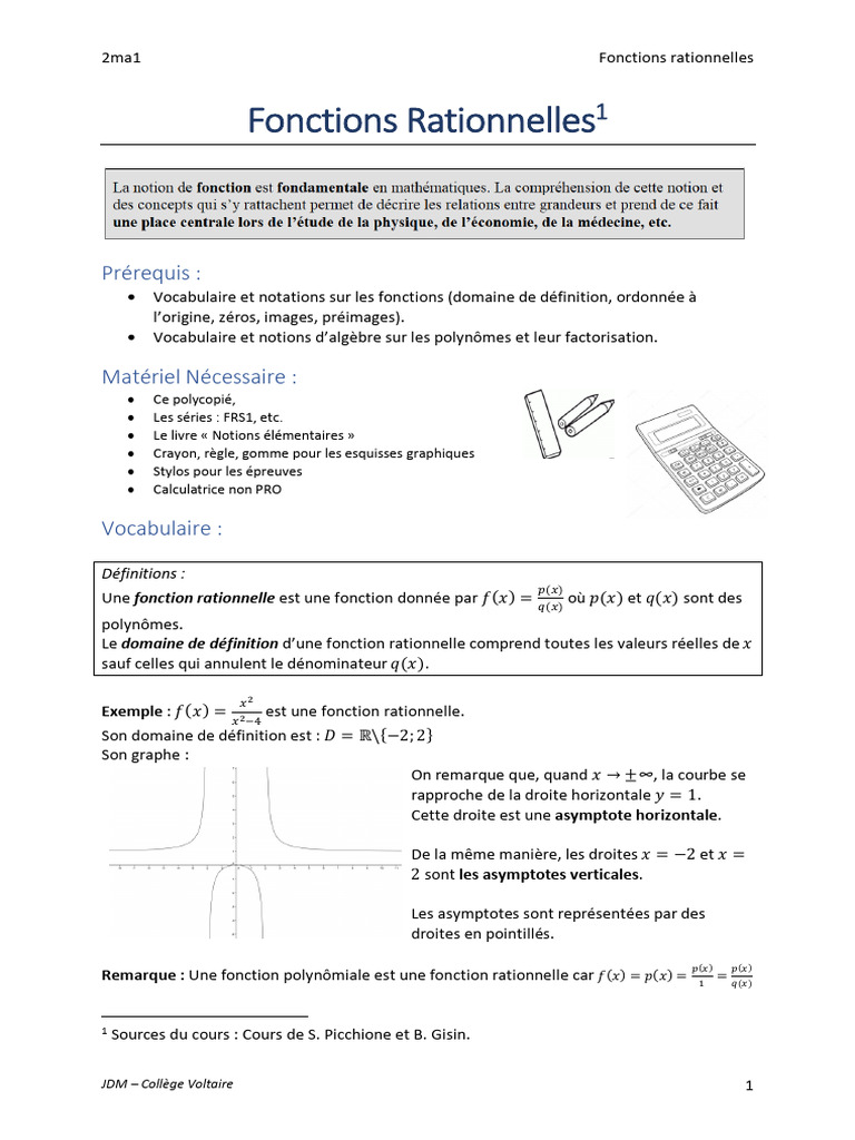 Définitions des fonctions rationnelles | PDF | Fonction (Mathématiques ...