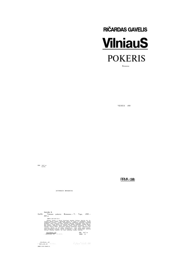 Ricardas Gavelis - Vilniaus Pokeris 1989 LT Krantai™ | PDF