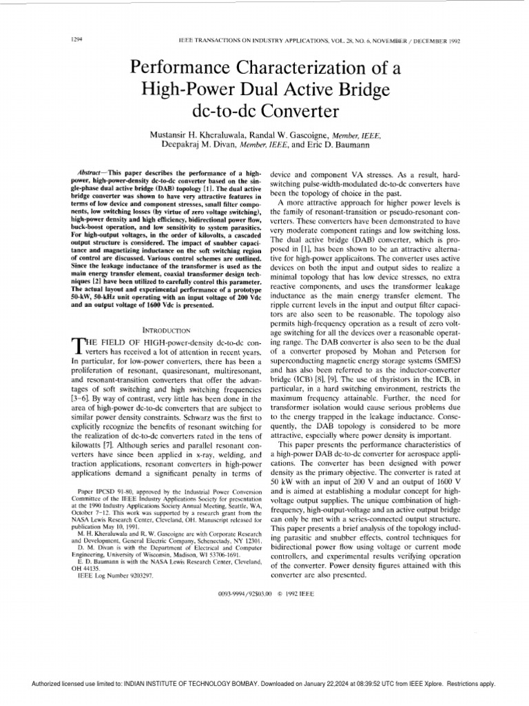 High-Power Dual Active Bridge Converter | PDF | Inductance | Transformer
