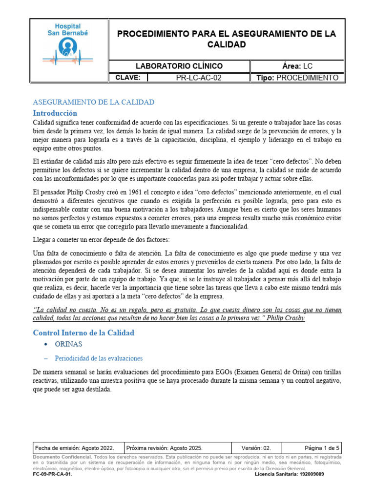 03-Procedimiento para El Aseguramiento de La Calidad | PDF | Motivación ...
