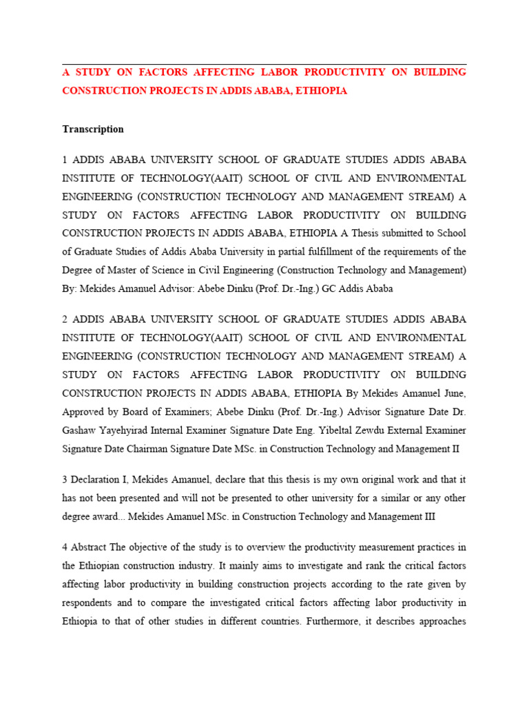 Construction Productivity Factors | PDF | Labour Economics | Factors Of ...