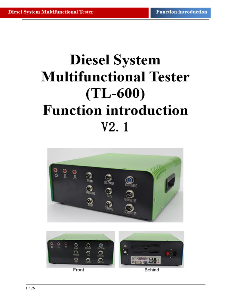 TL-600 Diesel System Tester Overview | PDF | Fuel Injection | Diesel Engine
