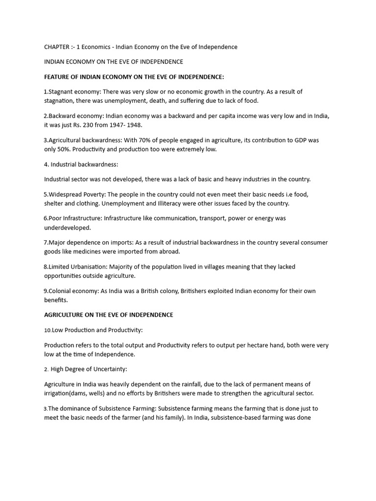 Indian Economy: Stagnation and Backwardness | PDF | Economy Of India ...