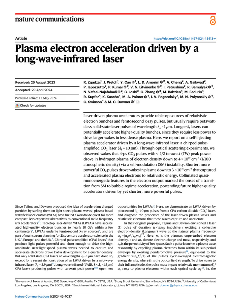 Plasma Electron Acceleration Driven by A Long-Wave-Infrared Laser | PDF ...