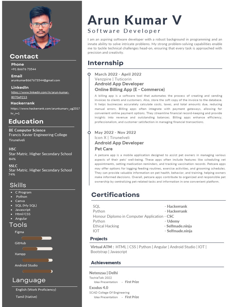 Arun Kumar V (2) | PDF | Mobile App | Application Software