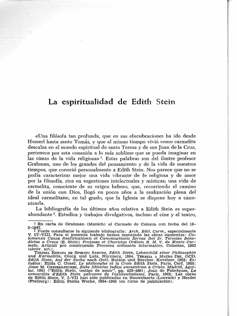EDITH STEIN 1 - Su Espiritualidad | PDF