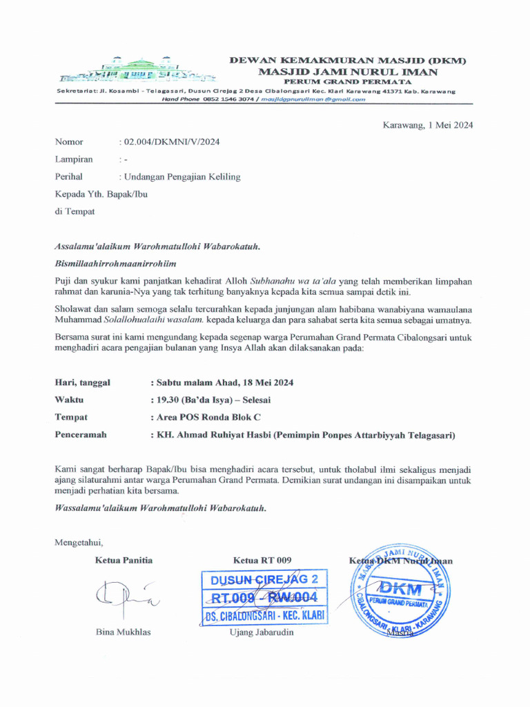 Undangan Pengajian Blok C | PDF