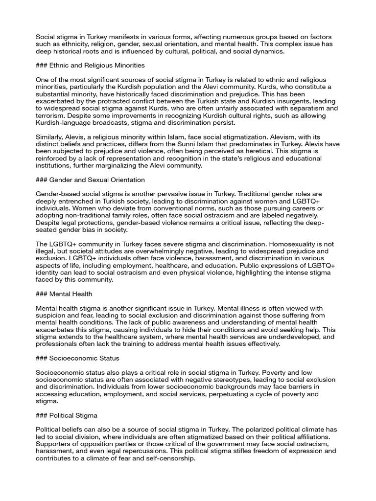 Understanding Social Stigma in Turkey | PDF | Social Stigma ...