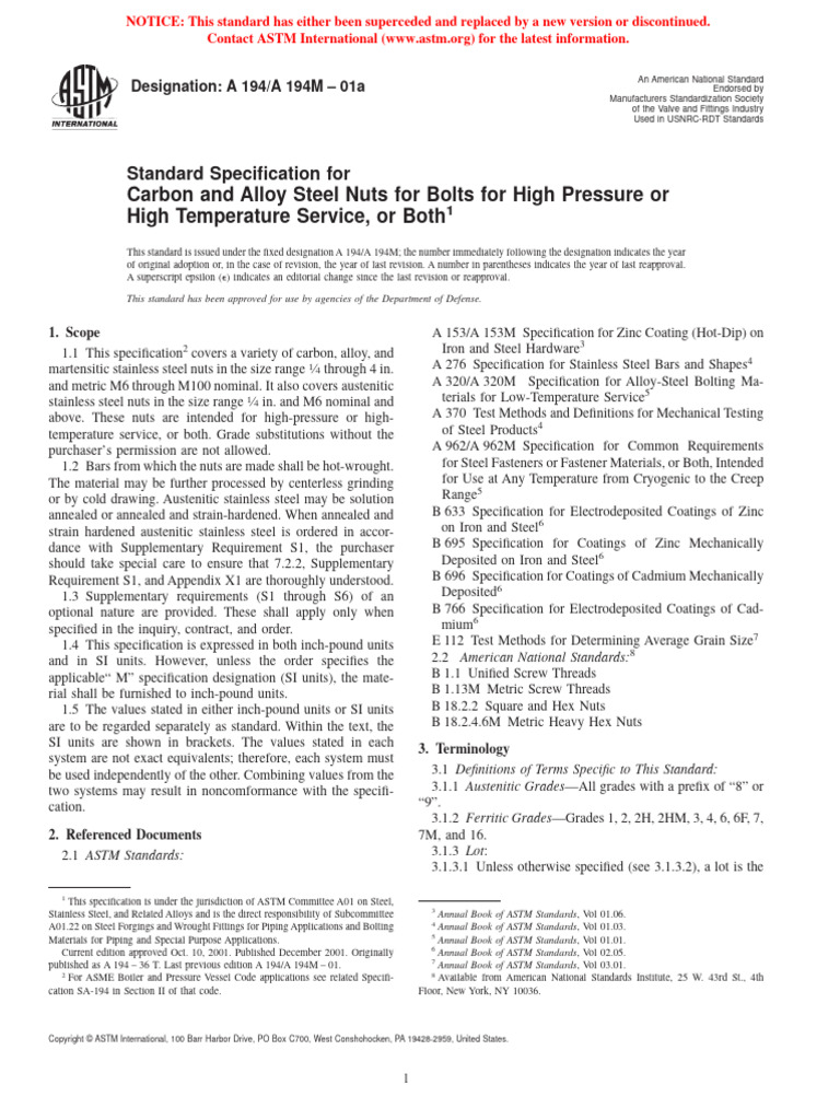A 194 - A 194M - 01 Qte5nc0wmue | PDF