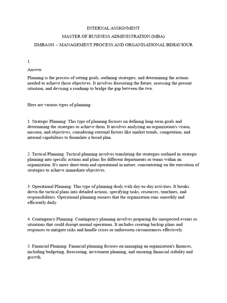 MBA Management Process Overview | PDF | Leadership | Motivational