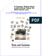 (Download PDF) Texts and Contexts Writing About Literature With Critical Theory 7Th Edition Steven Lynn Online Ebook All Chapter PDF