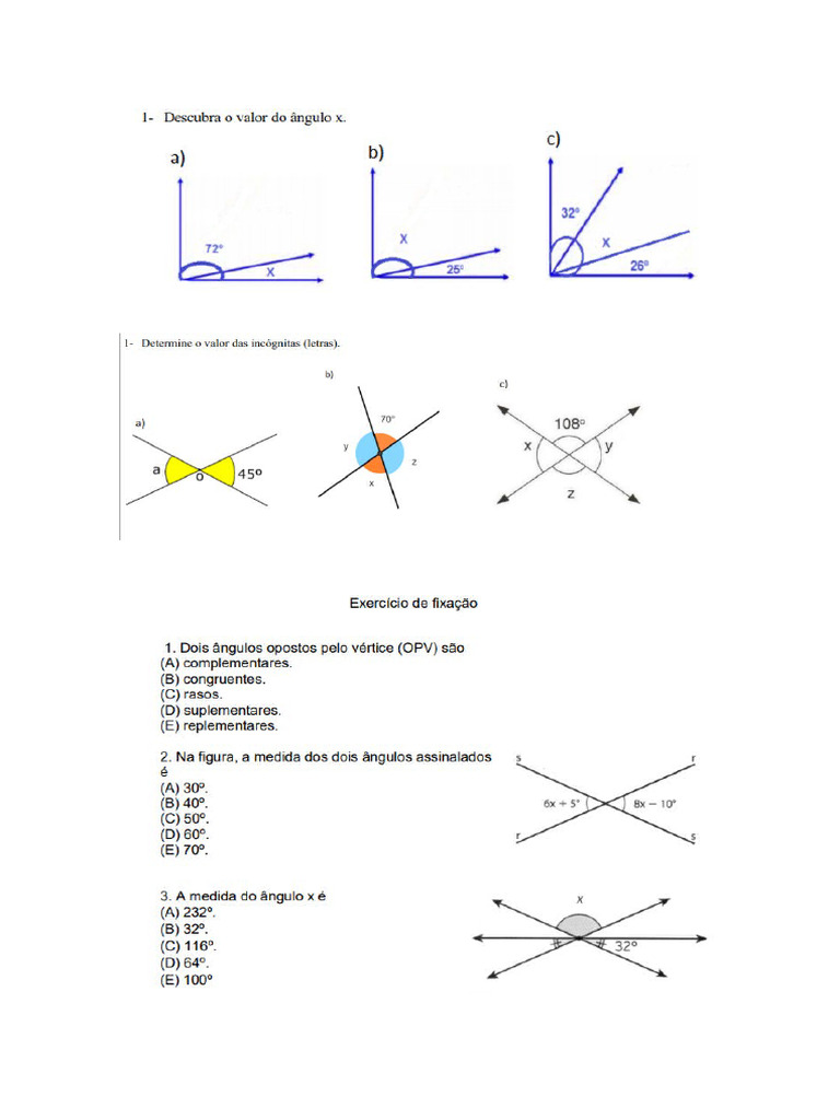 Angulos Opv, Raso e Complementares | PDF