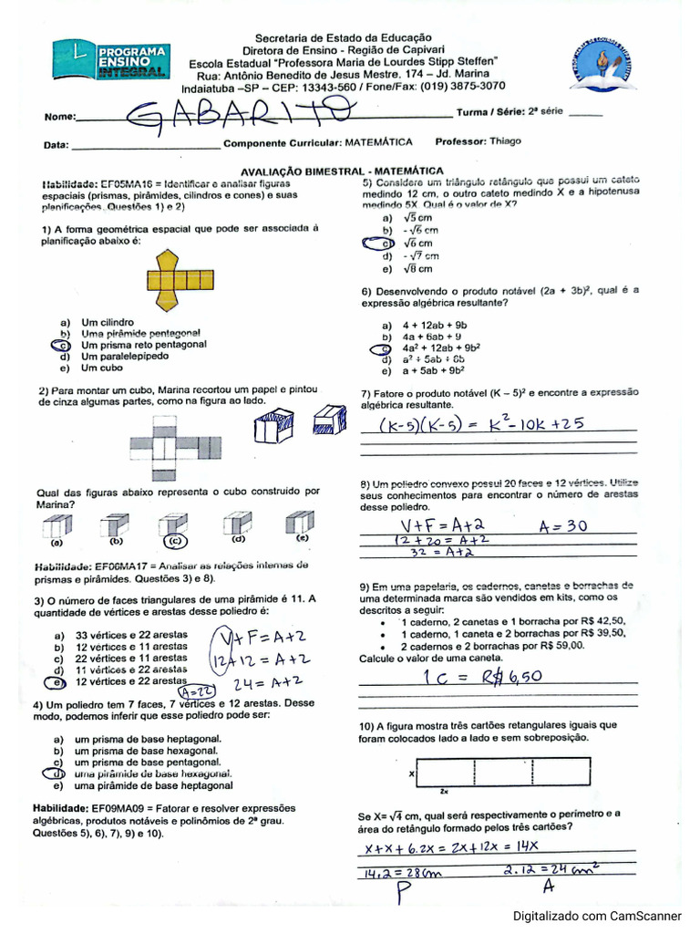 GAB - Prova.mat 2EM B1 | PDF