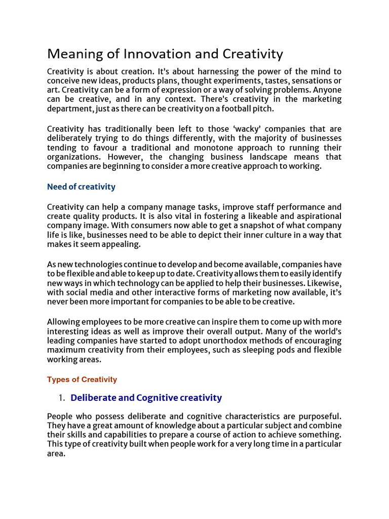 Creativity & Innovation Explained | PDF | Innovation | Business Model