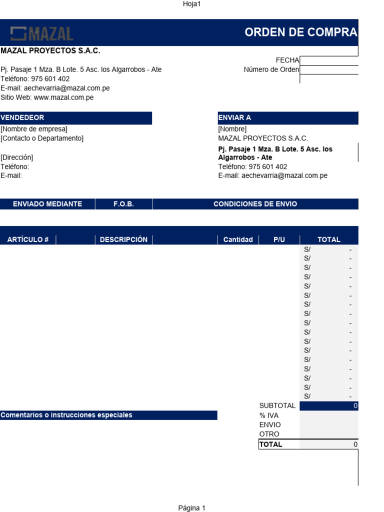 Formato de Orden de Compra | PDF
