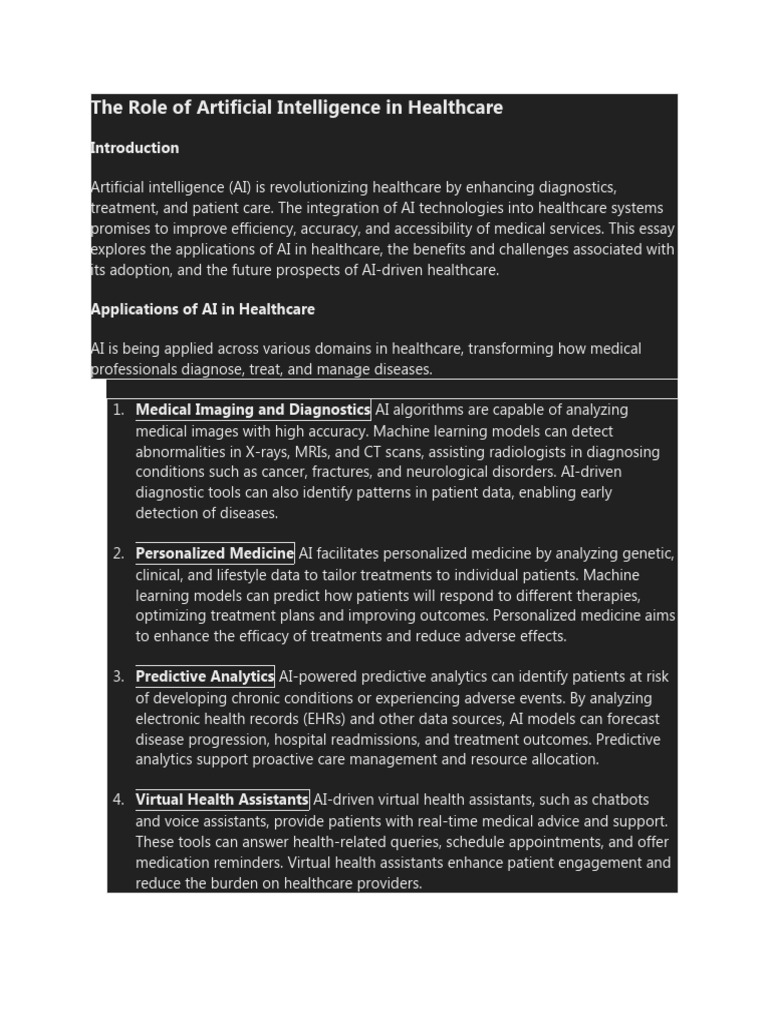 AI's Transformative Role in Healthcare | PDF | Personalized Medicine ...