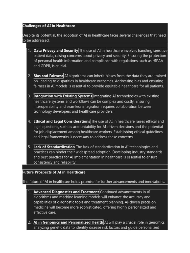 Challenges of AI in Healthcare | PDF | Artificial Intelligence ...