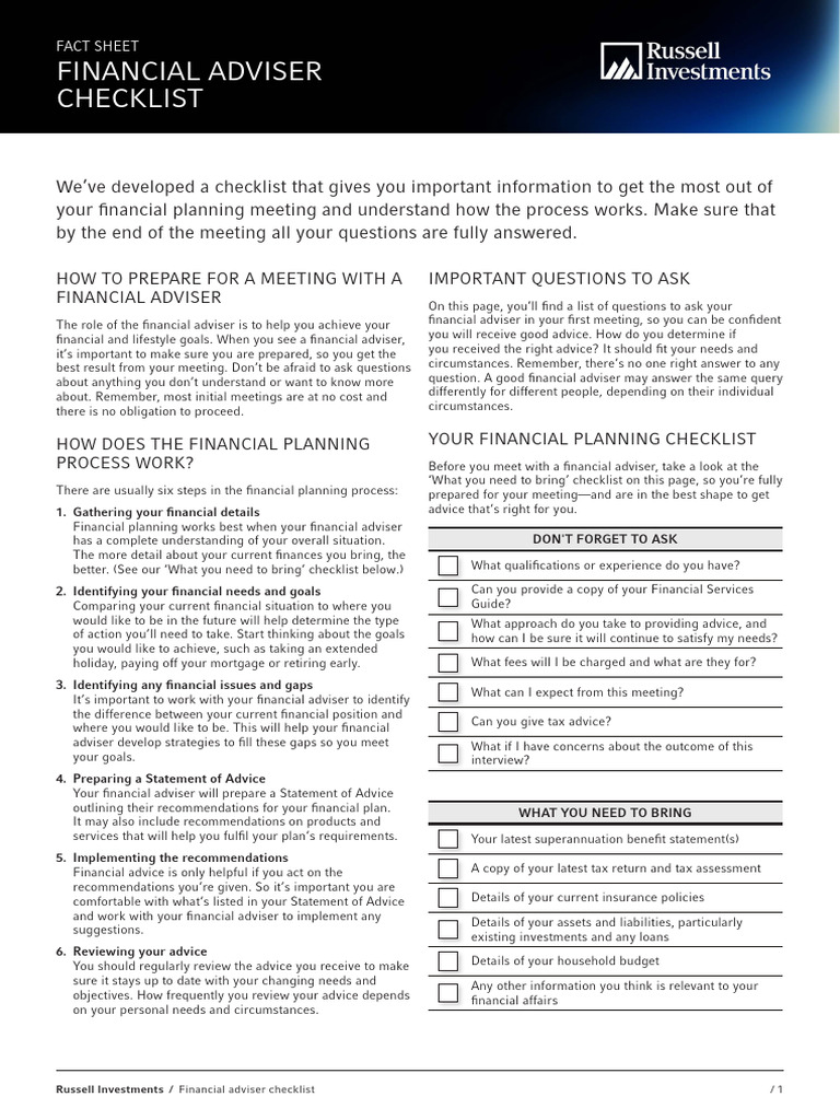 Meeting Prep for Financial Advisors | PDF | Financial Adviser | Investing