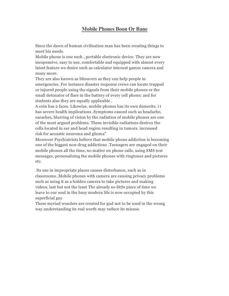Mobile Phones Boon or Bane PDF