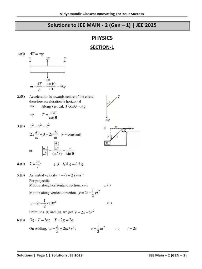 JEE 2025 Physics & Chemistry Solutions | PDF | Gases | Ion