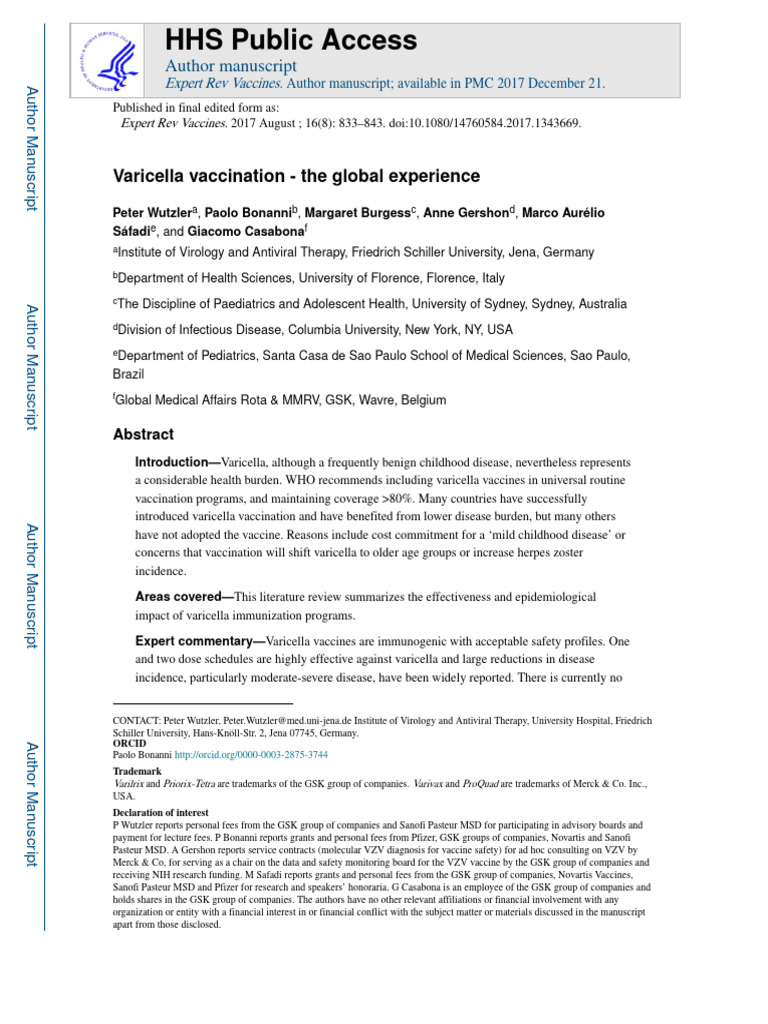 Global Impact of Varicella Vaccination | PDF | Vaccines | Public Health