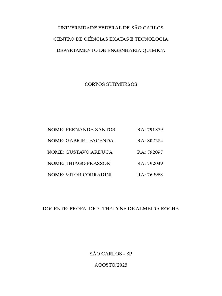 Coeficiente Convectivo em Corpos Submersos | PDF | Condução térmica ...