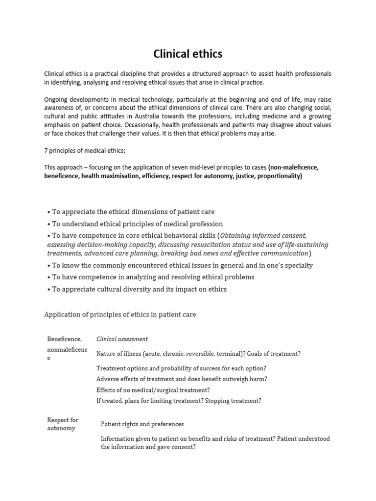 Clinical Ethics UNIT5 | PDF | Medical Ethics | Informed Consent