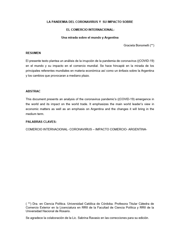 LA PANDEMIA DEL CORONAVIRUS Y SU IMPACTO SOBRE EL COMERCIO - 2 (1 ...