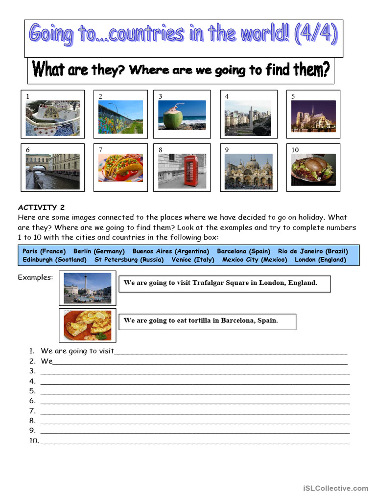 Plans for next holiday be going to exercise instructions key pdf