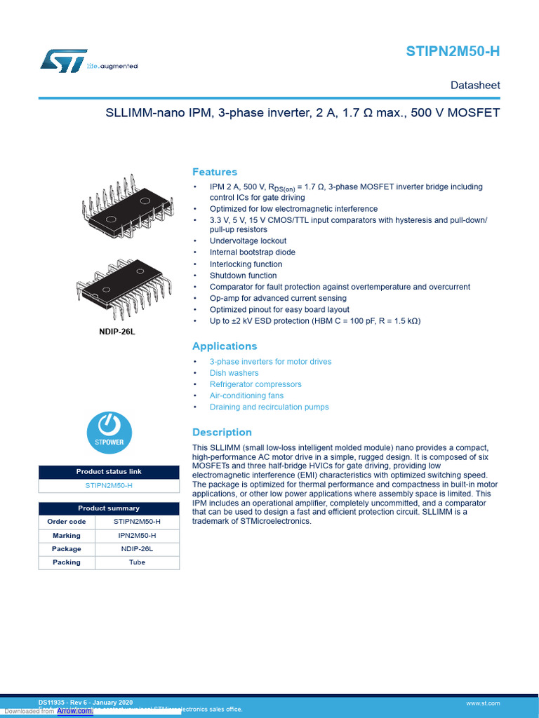 3-Phase MOSFET Inverter Module 500V | PDF | Operational Amplifier | Mosfet