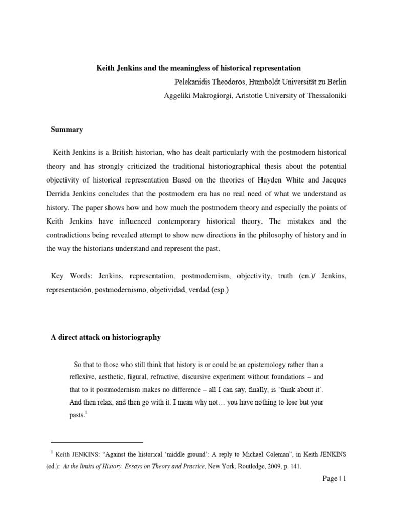 Jenkins' Critique of Historical Objectivity | PDF | Postmodernism ...