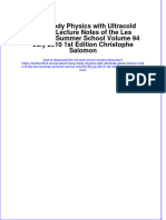 Many Body Physics With Ultracold Gases Lecture Notes of The Les Houches Summer School Volume 94 July 2010 1st Edition Christophe Salomon