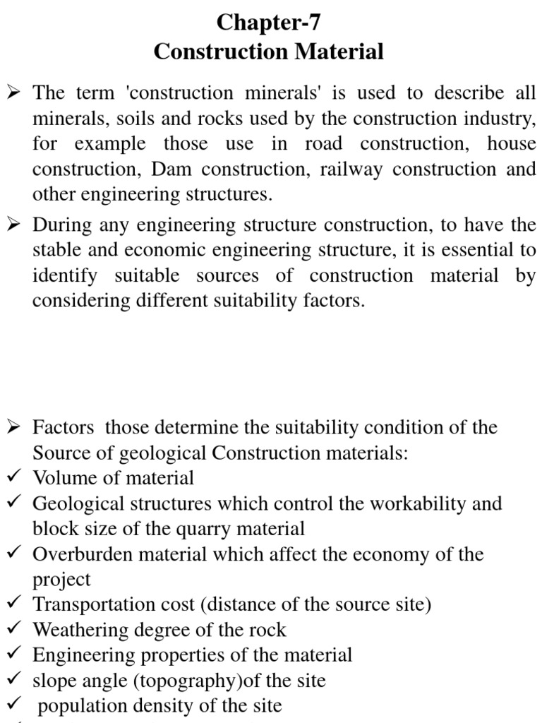 Civil Engineering Material Overview | PDF | Concrete | Rock (Geology)