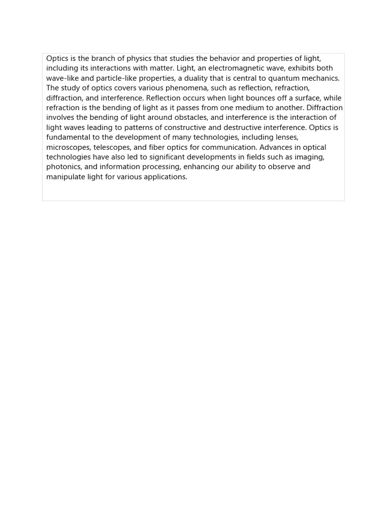 Fundamentals of Optics and Light | PDF | Technology & Engineering