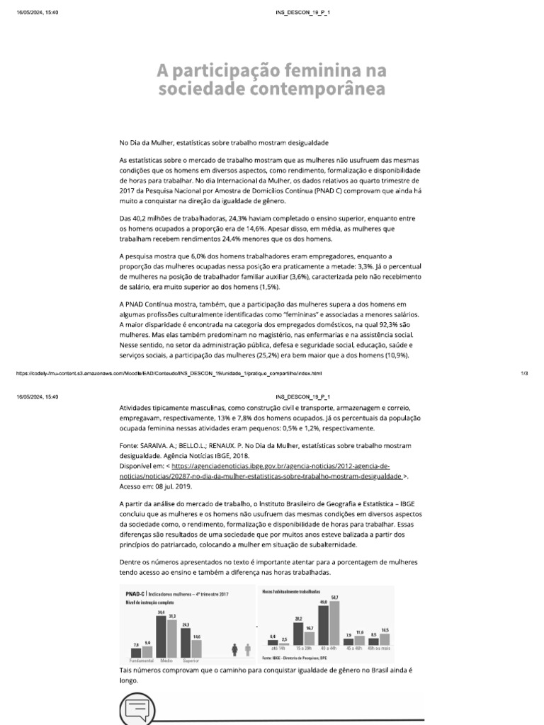 A Participação Feminina Na Sociedade | PDF