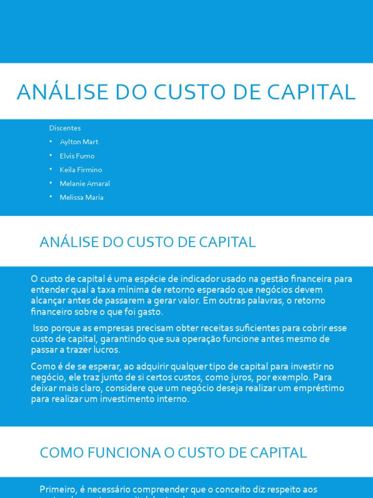 Análise do Custo de Capital | PDF | Empréstimos | Despesa