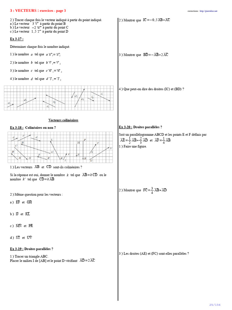 Exercices sur les vecteurs et leurs propriétés | PDF | Euclide | Géométrie