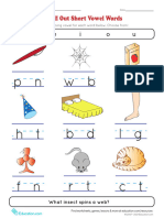 Short Vowels Recap Worksheet