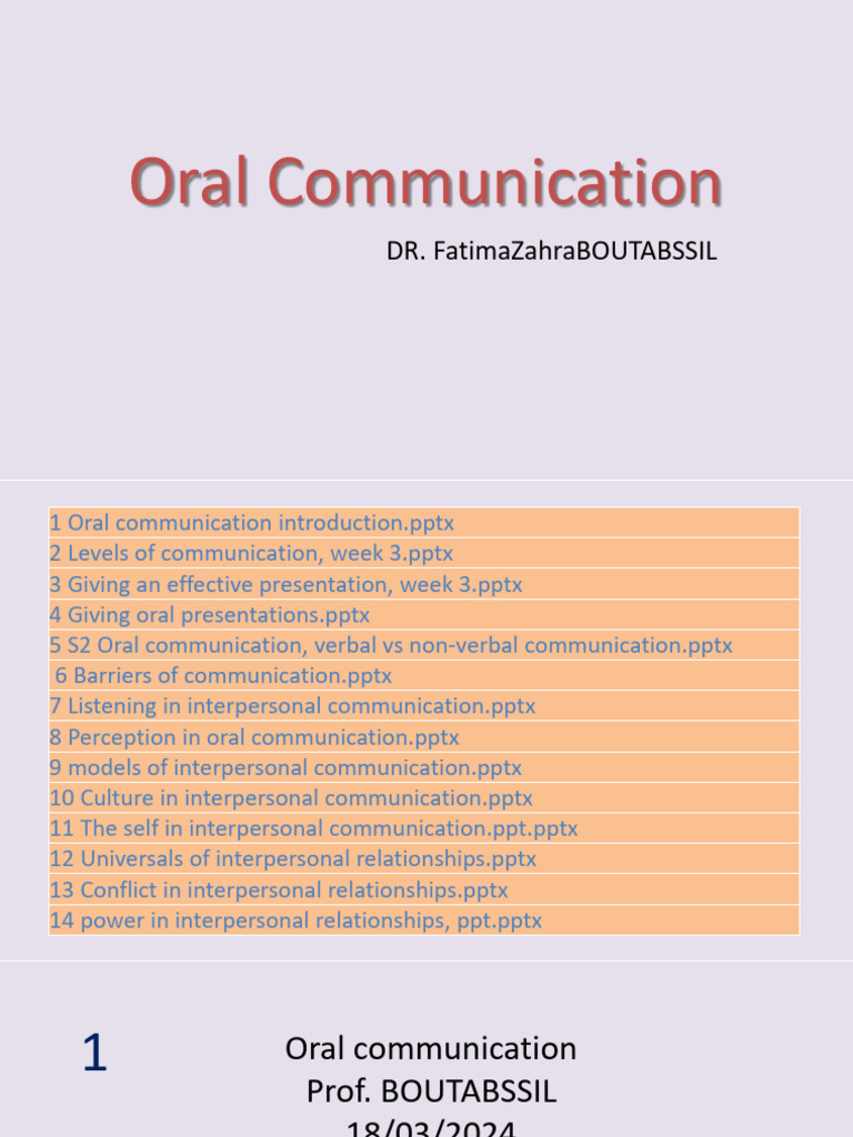 1_14 Oral communication S2 | PDF | Communication | Nonverbal Communication
