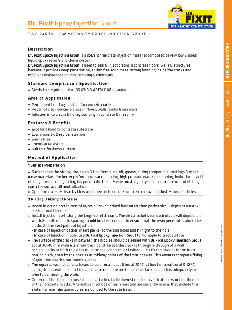 TDS DR Fixit Epoxy Injection Grout Eng 01-04-10 | Download Free PDF ...