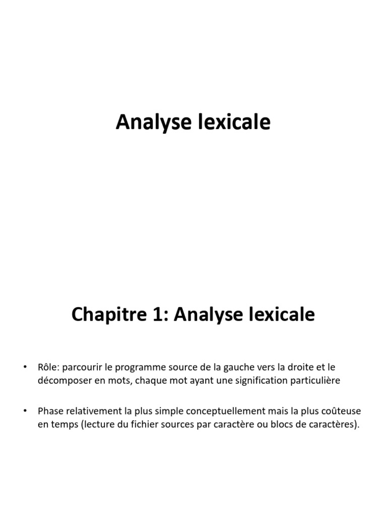 Introduction à l'analyse lexicale | PDF | Analyse syntaxique | Syntaxe