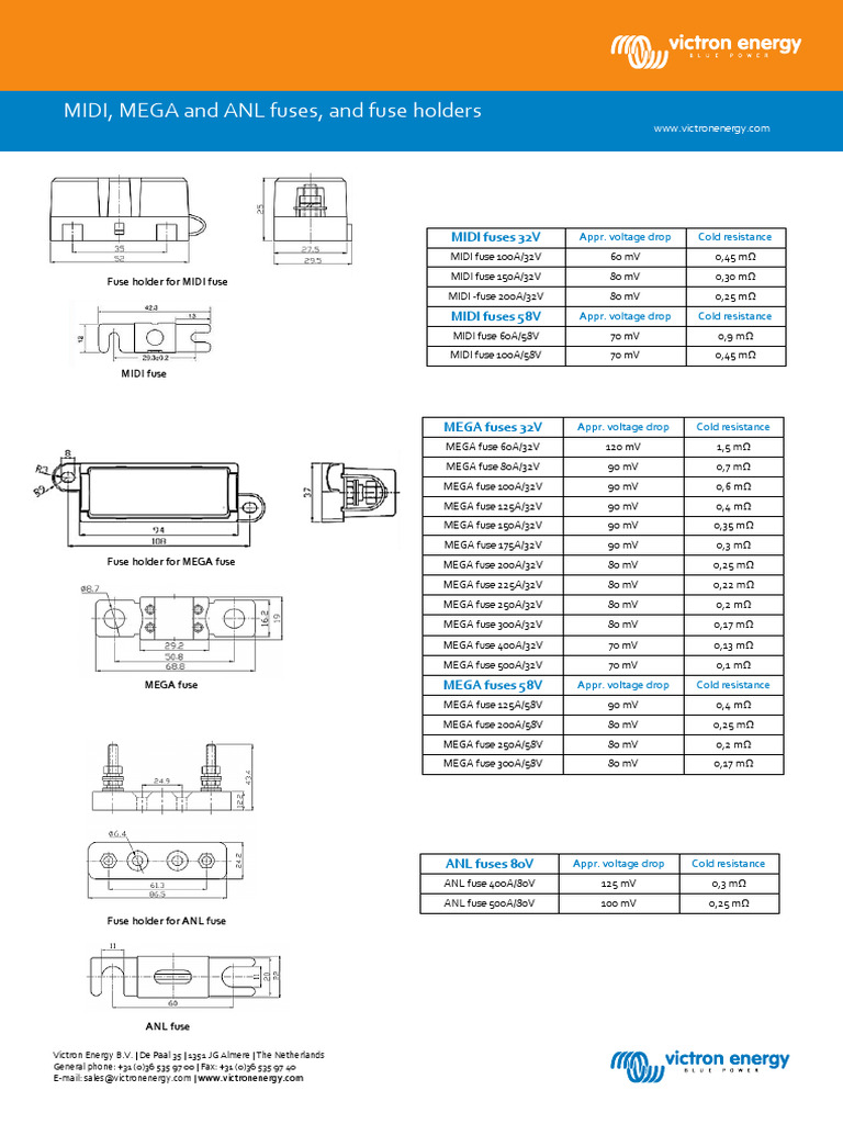 Datasheet Midi, Mega and Anl Fuses, and Fuse Holders en Download Free