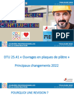 JPC 2022 Les Principaux Changements de 2022 DTU 25.41 Ouvrages en Plaques de Platre