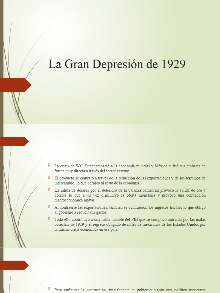 1 La Gran Depresión De 1929 Pdf Gran Depresion La Política Monetaria