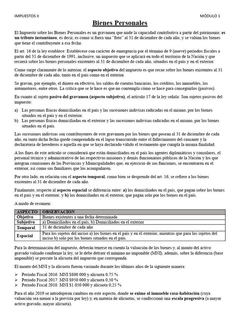 Impuesto sobre Bienes Personales en Argentina | PDF | Impuestos ...