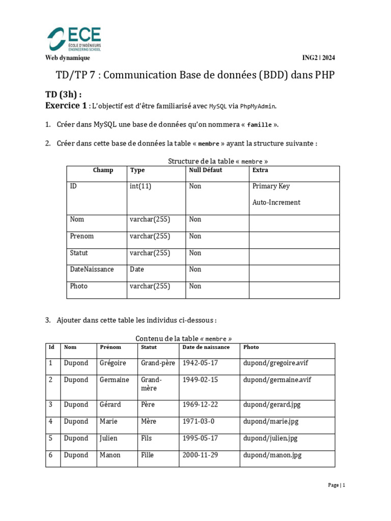 Gestion de BDD en PHP et MySQL | PDF | SQL | PHP