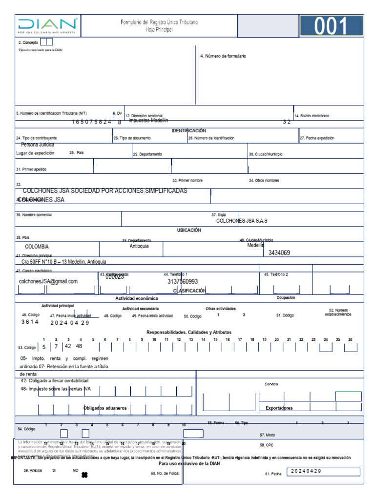 MODELO RUT SAS | PDF | Documento de identidad | Justicia